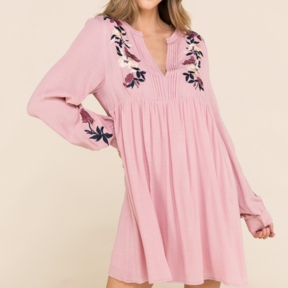 Entrance Dresses & Skirts - Embroidered Blush Pink Dress Flowy Entrance Dresses & Skirts - Embroidered Blush Pink Dress Flowy